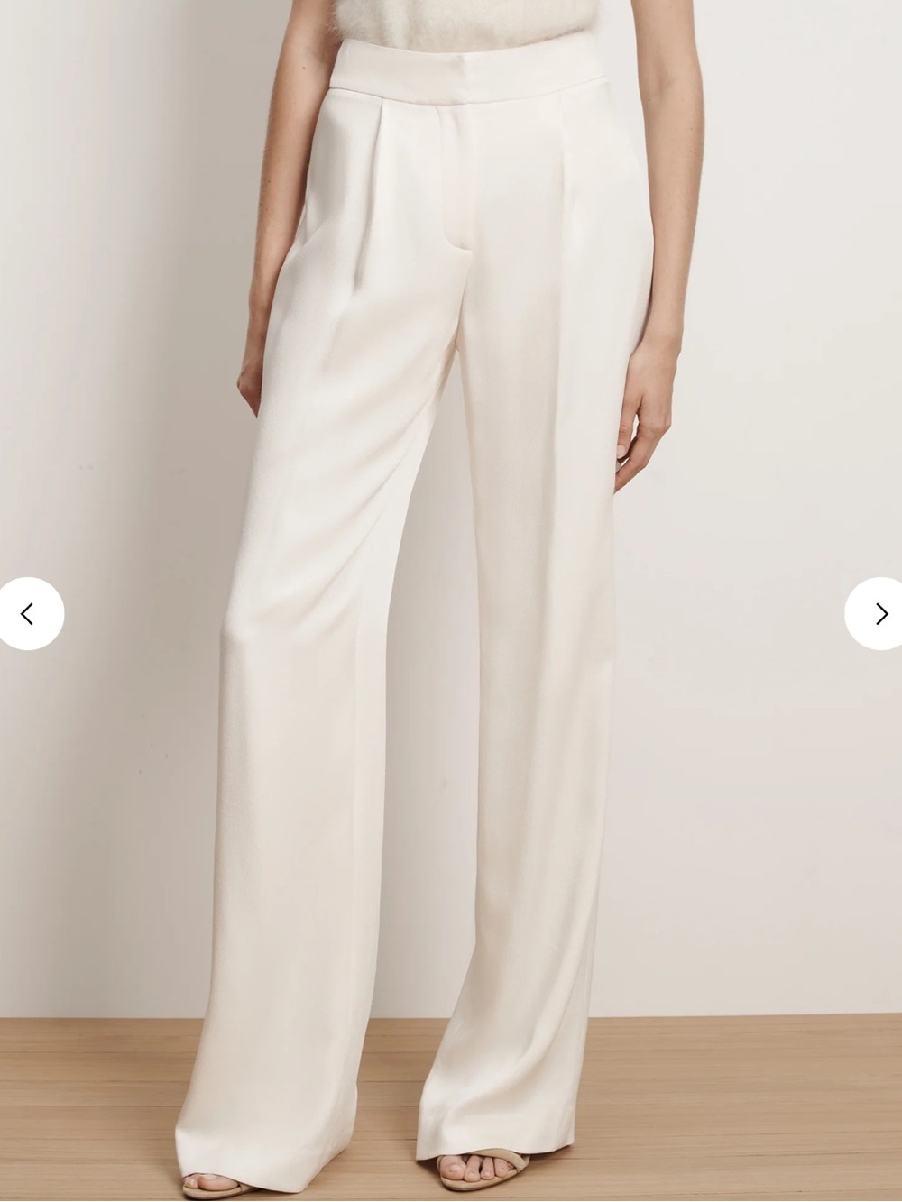 Veronica Beard Cream Wide-Leg Trousers